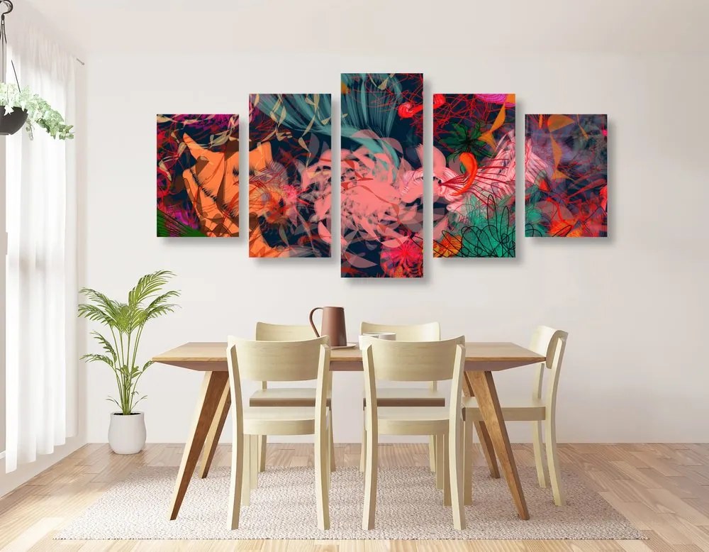 Quadri 5 pezzi – Fiori astratti