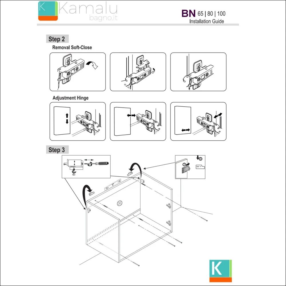 Mobile bagno 65cm sospeso con 2 ante BN-65A - KAMALU