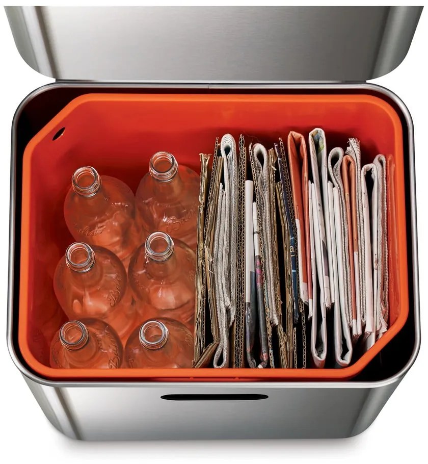 Bidone in acciaio per rifiuti differenziati in argento 60 l Totem Max - Joseph Joseph