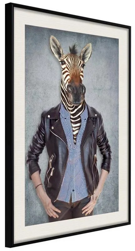 Poster Animal Alter Ego: Zebra Cornice Quadri Cornice nera con pass-partout, Larghezza x Altezza Home decor 20x30