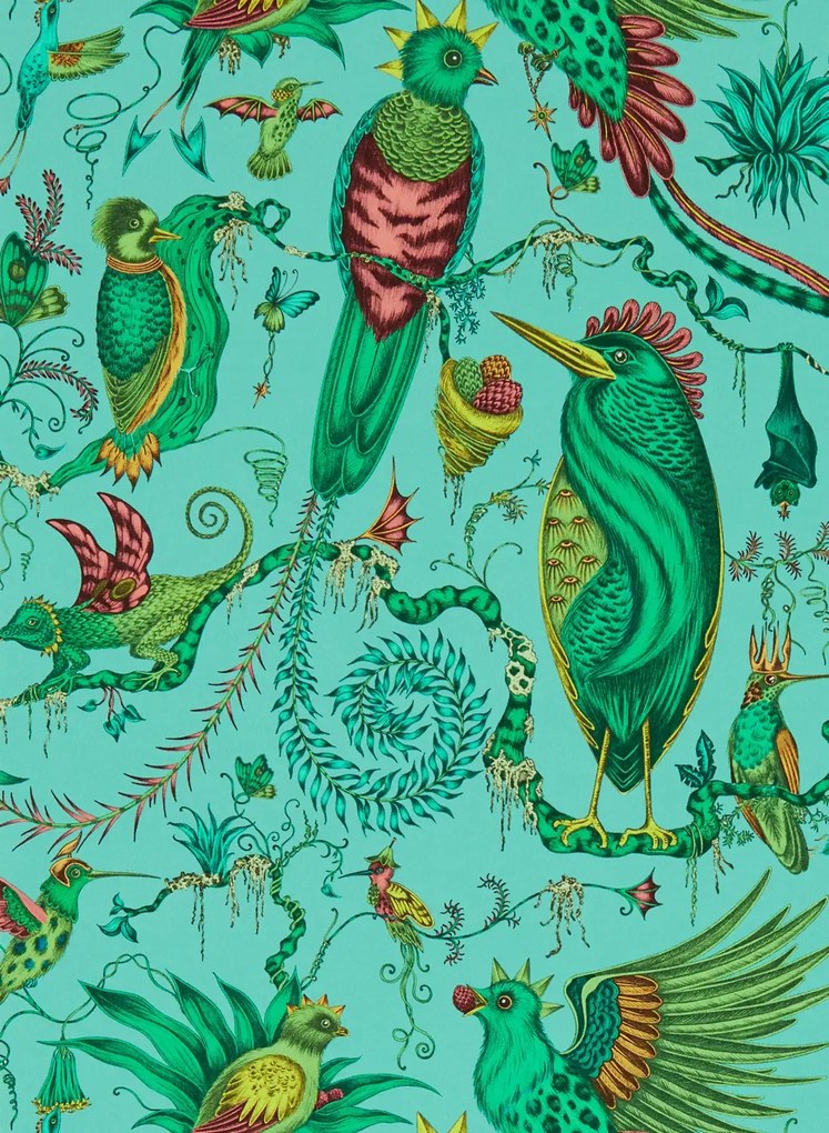 Clarke & Clarke Carta da parati Quetzal - Aqua