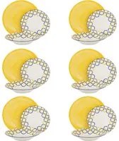 Servizio 18 piatti porcellana giallo Coralia