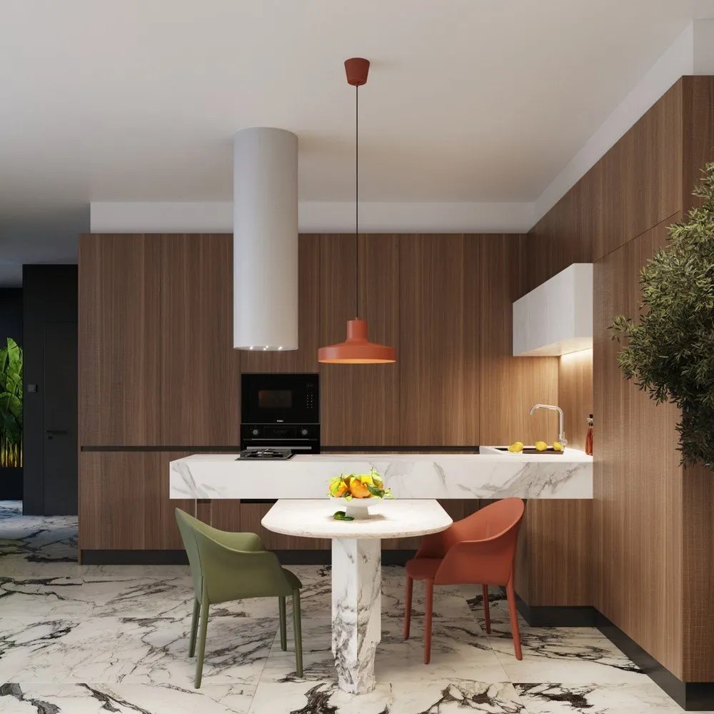 Lampadario arancione con paralume in metallo Vito – Sollux