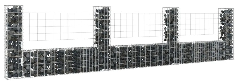 Cesto Gabbione A U Con 4 Pali İn Ferro 380x20x100 Cm /