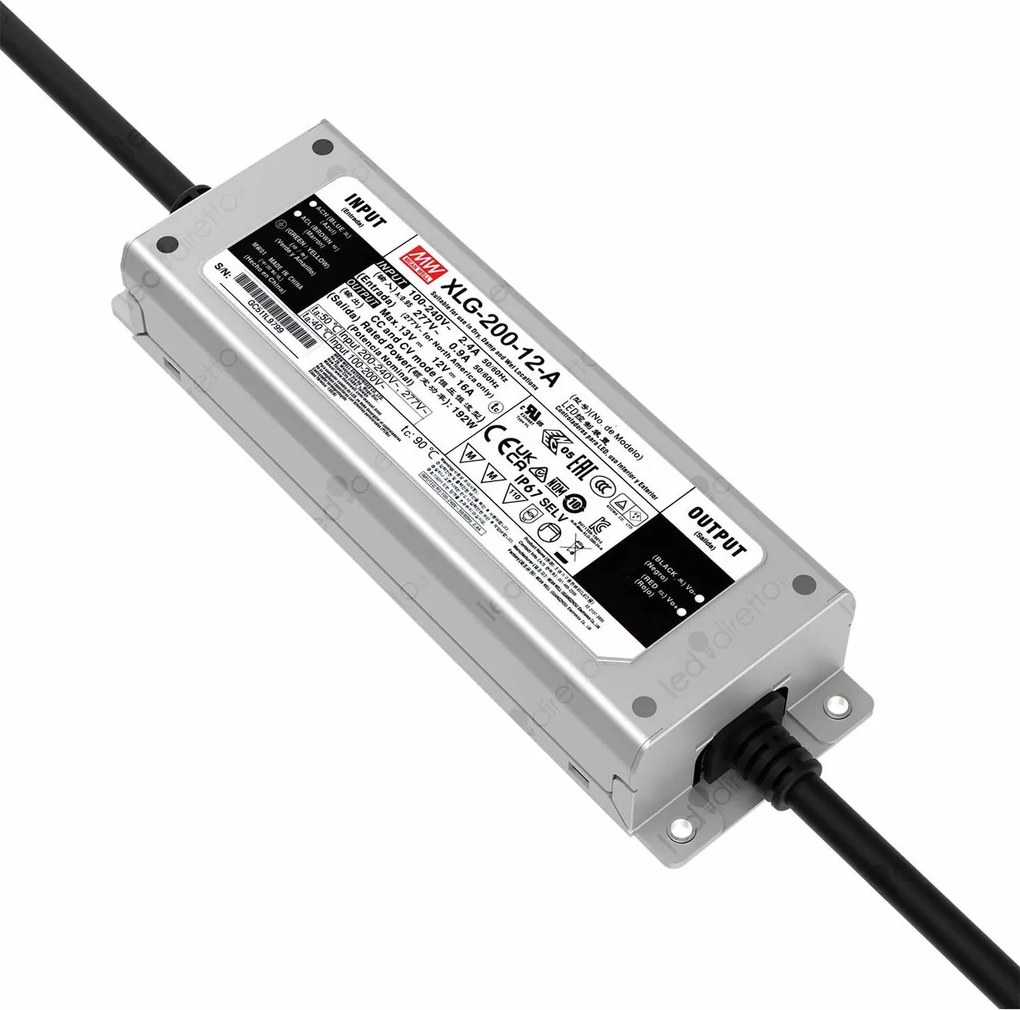 Alimentatore Meanwell 200W 12V IP67 Serie XLG