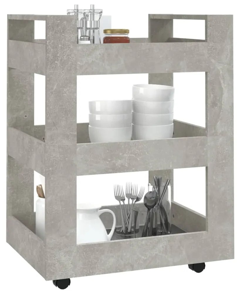 Carrello da cucina grigio cemento 60x45x80 cm legno multistrato