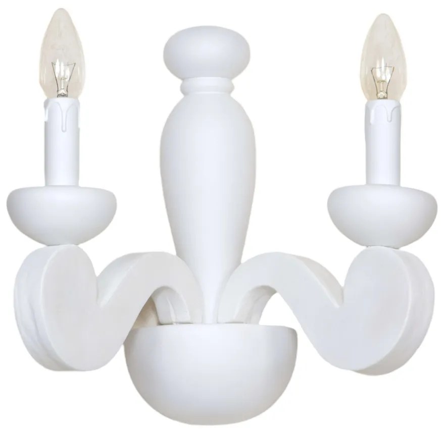 Applique In Legno Classico Bianco Opaco 2 Luci Sula