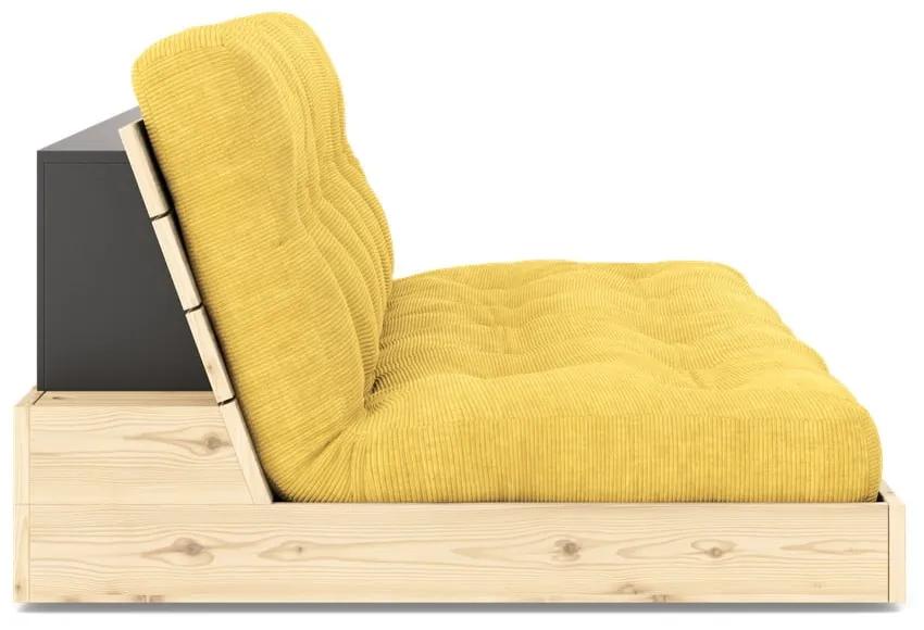 Divano letto in velluto a coste giallo 196 cm Base - Karup Design