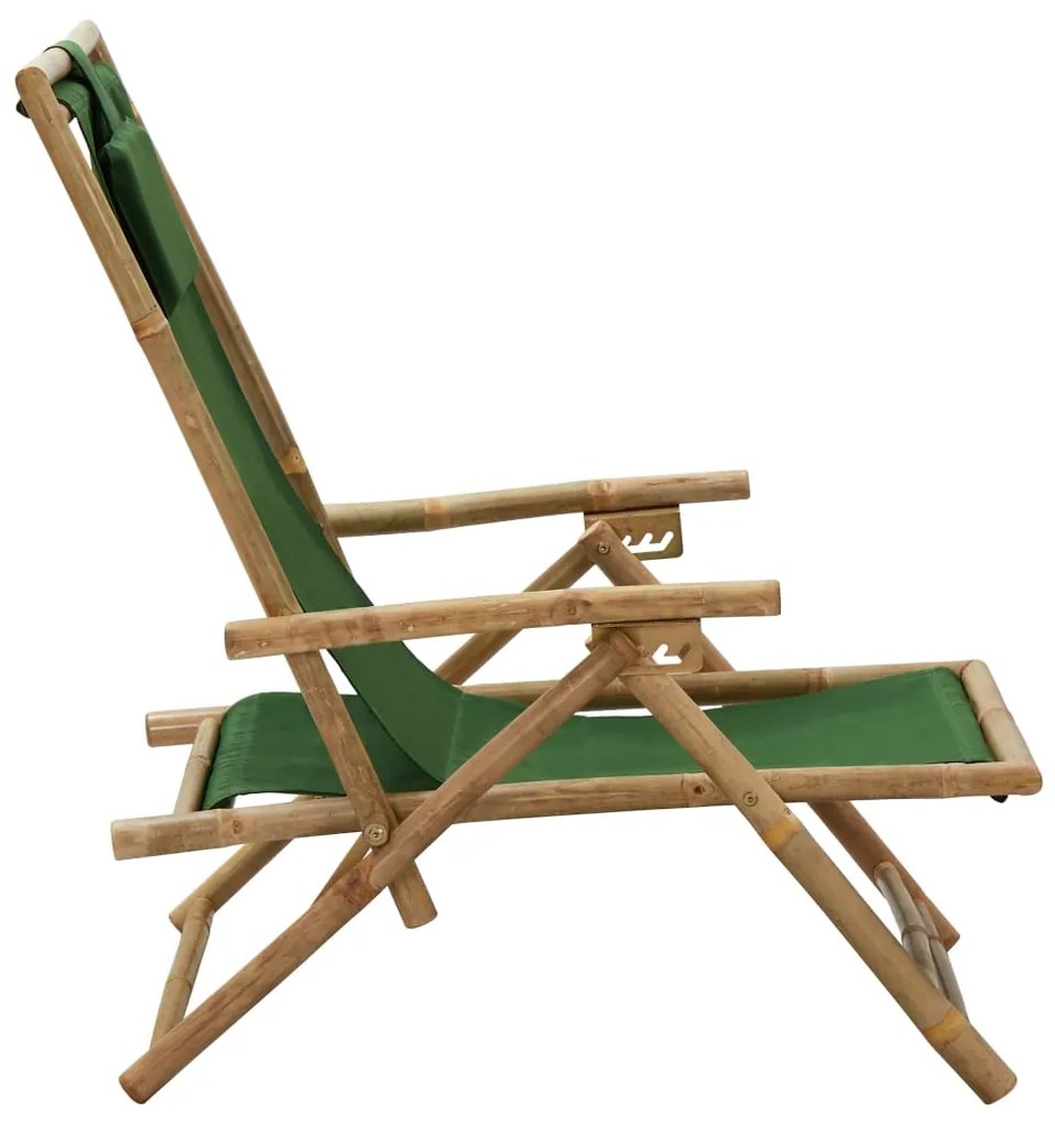 Sedia reclinabile relax verde in bambù e tessuto