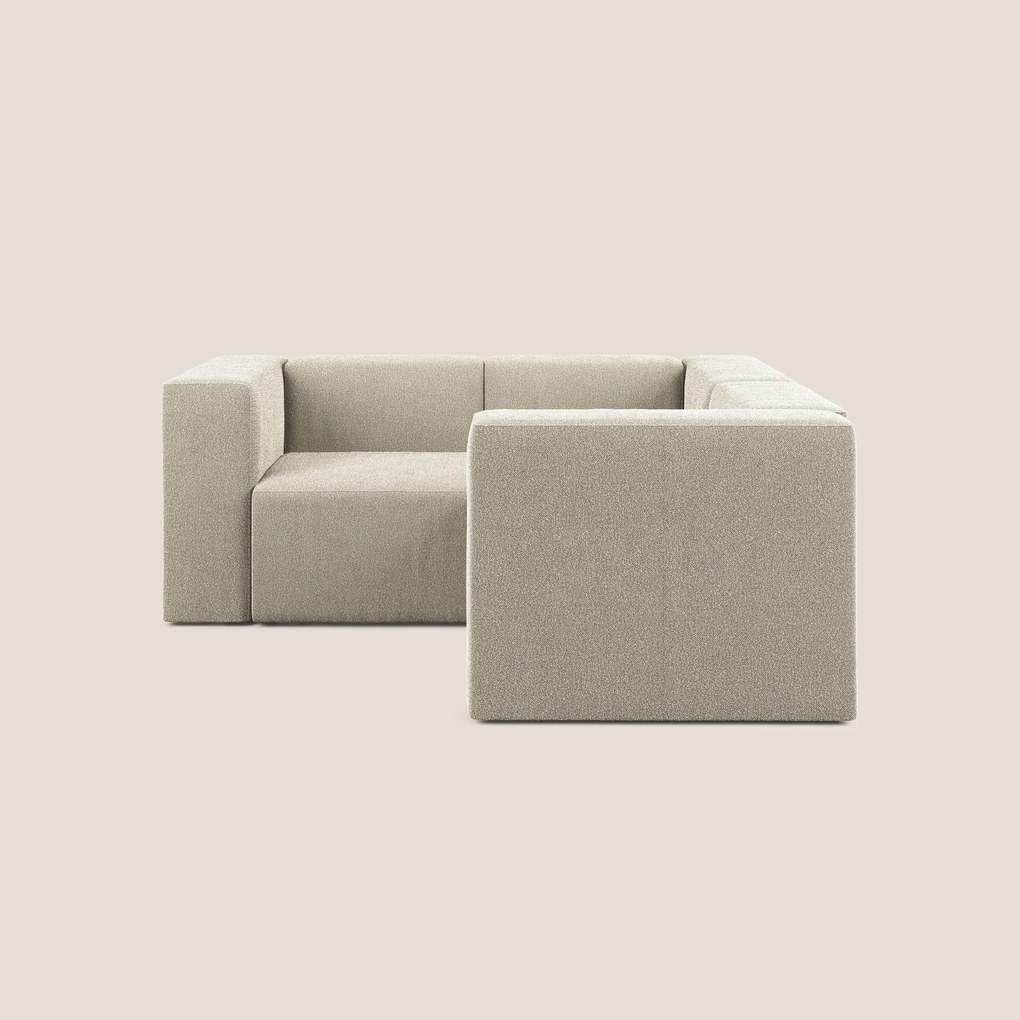 Nettuno divano angolare reversibile e modulare componibile in morbido tessuto bouclè T07 beige