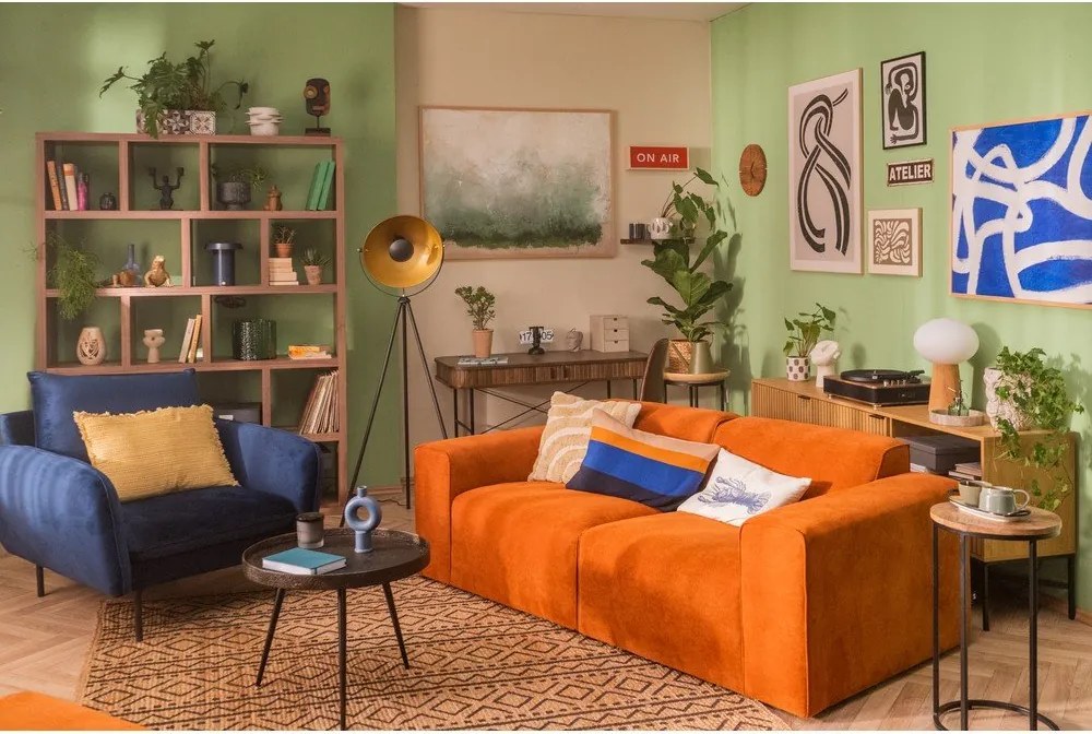 Divano angolare in velluto a coste arancione (angolo destro) Sting - Scandic