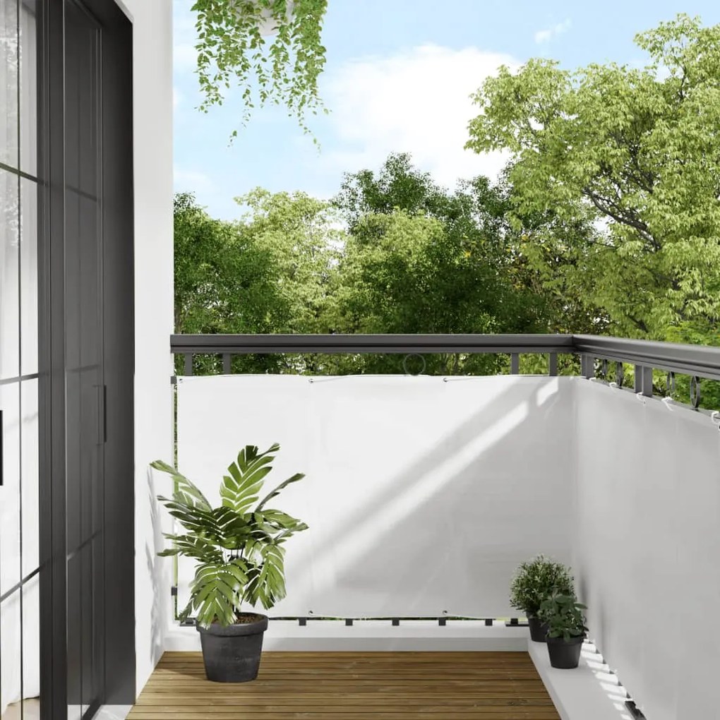 Paravento Da Balcone Bianco 90x1000 Cm 100% Poliestere Oxford /