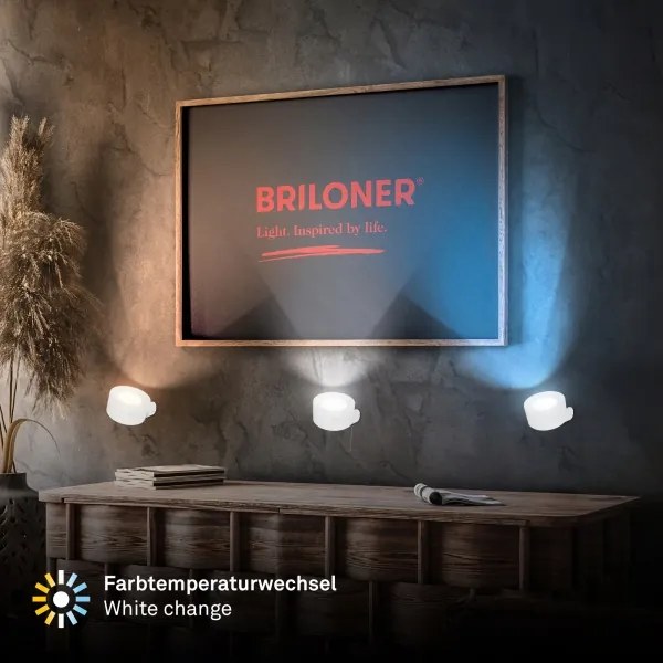 Briloner 3896016 - TARI LED lampada da parete ricaricabile e dimmerabile, 1,6 W/5 V, 1500 mAh, bianco