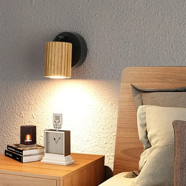 Brilagi - Faretto da parete MODERN WOOD 1xGU10/8W/230V legno di caucciù/nero