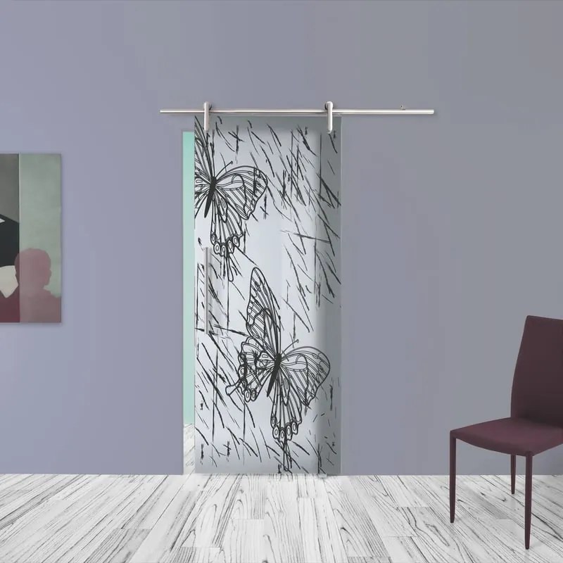 Porta scorrevole Butterfly in alluminio multicolore, L 96 x H 215 cm, con binario Ermes Destra