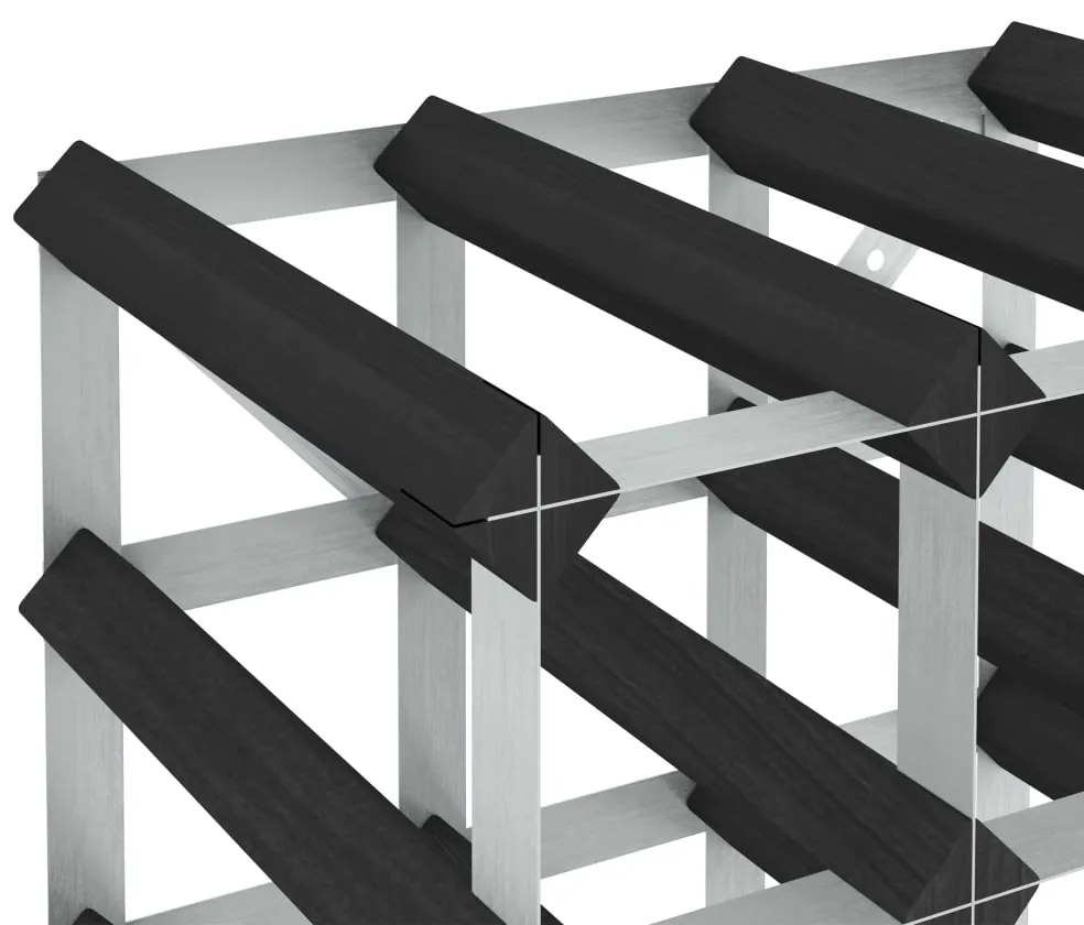 Portavini da 42 bottiglie nero in legno massello di pino