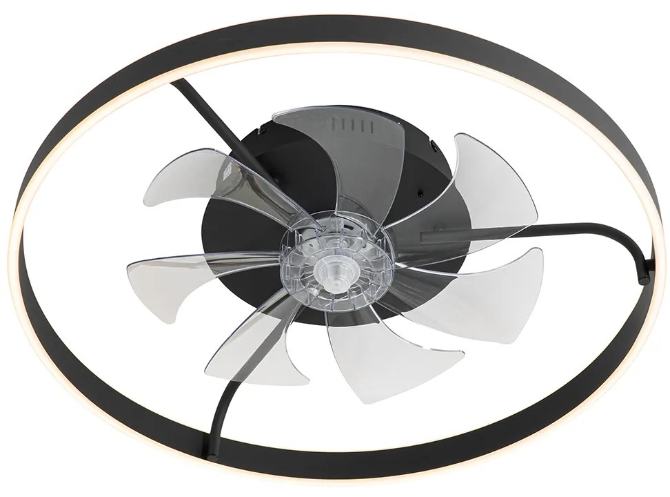 Ventilatore da soffitto nero 70 cm con LED dimmerabile e telecomando - Maddy