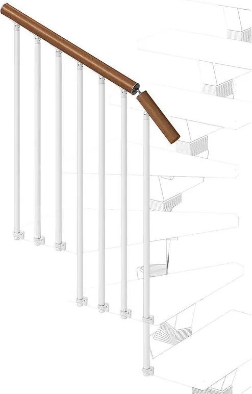 Balaustra in kit IRIS Vida Giro in legno bianco, corrimano in legno noce, L 120 cm fissaggio a parete
