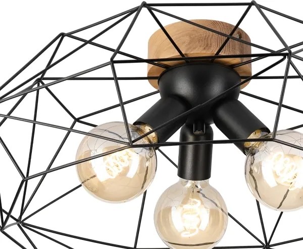 Brilagi - Plafoniera WOODY BASKET 3xE27/60W/230V Ø 60 cm rovere