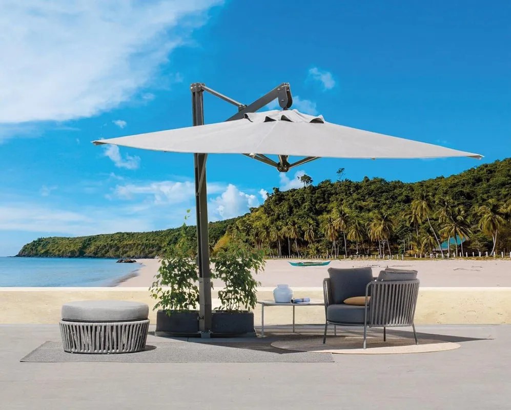 Ombrellone a palo laterale bianco PRESTIGE TEMPOTEST L 400 x 300 cm con telo bianco