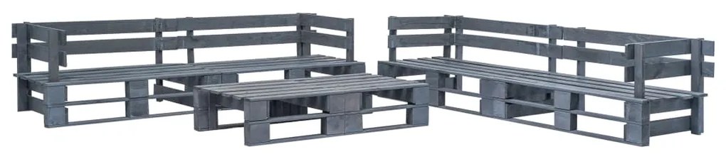 Set mobili da giardino 6 pz pallet legno grigio