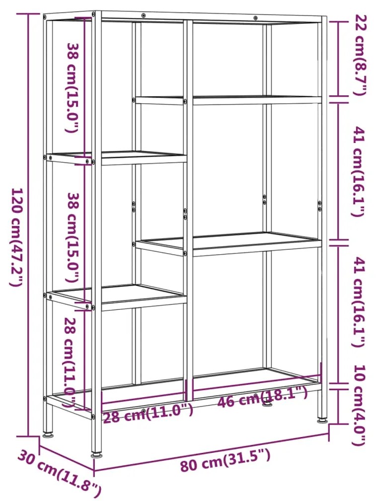 Scaffale per libri 80x30x120 cm acciaio e legno multistrato