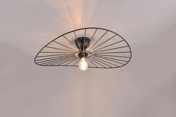Chapeau plafoniera metallo nero d.60cm 1 luce attaco e28