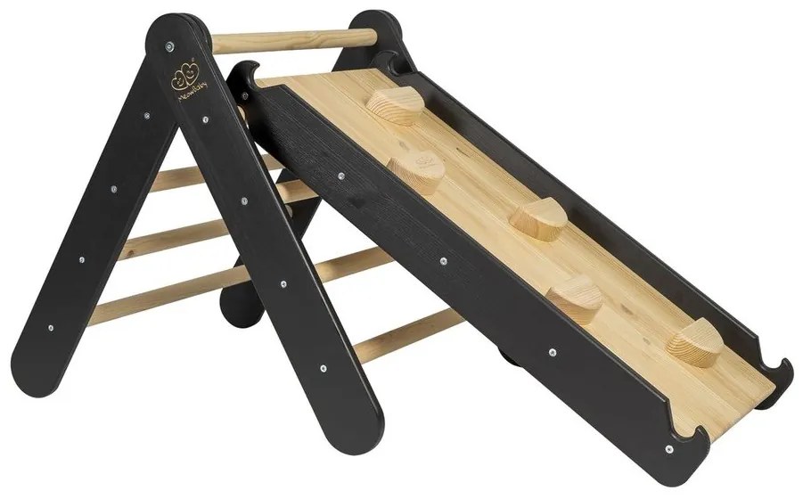 Pikler triangolo montessori nero in pino massiccio 46x87x60 cm Montessori – Meowbaby