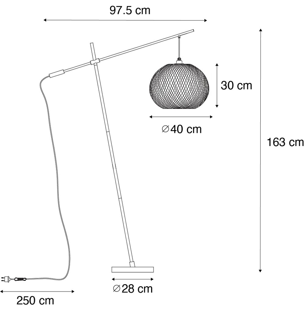 Lampada da terra per esterni in bambù orientale IP44 - Rafael
