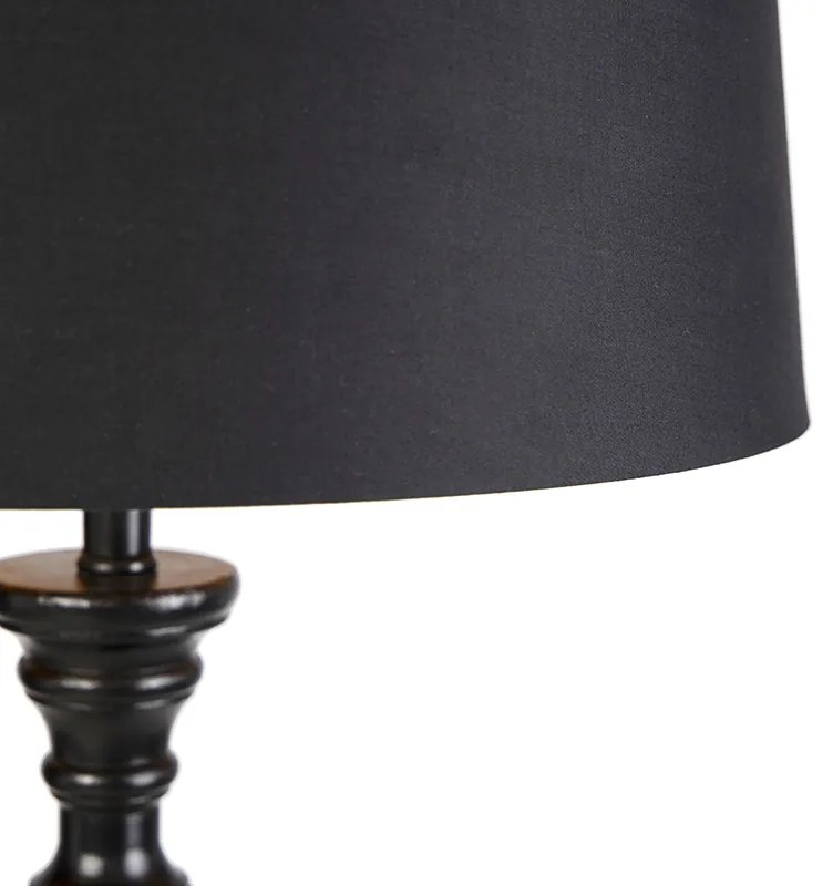 Lampada da terra con paralume in cotone nero con oro 45 cm - Classico