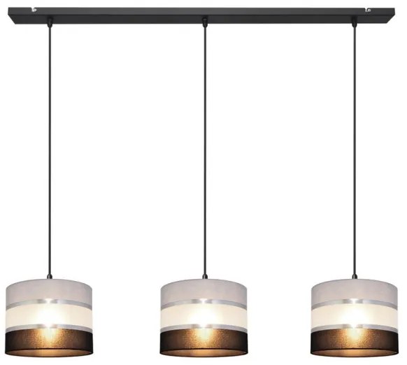 Lampadario a sospensione con filo HELEN 3xE27/15W/230V nero/grigio/argento