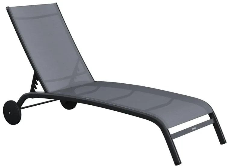 Lettino senza cuscino Lyra II NATERIAL in alluminio nero e seduta grigio