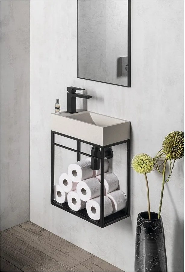 Mobile senza lavabo nero in metallo da appendere 39,5x45 cm Crest – Sapho