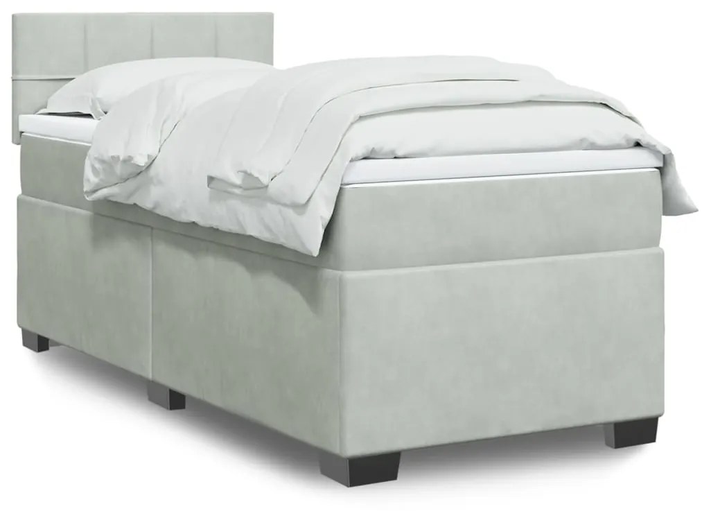 Giroletto A Molle Con Materasso Grigio Chiaro 100x200cm Velluto /