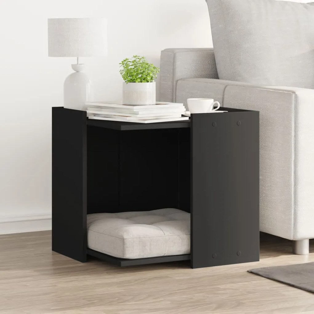 Recinto per lettiera per gatti nero 53x53x51 cm in truciolato