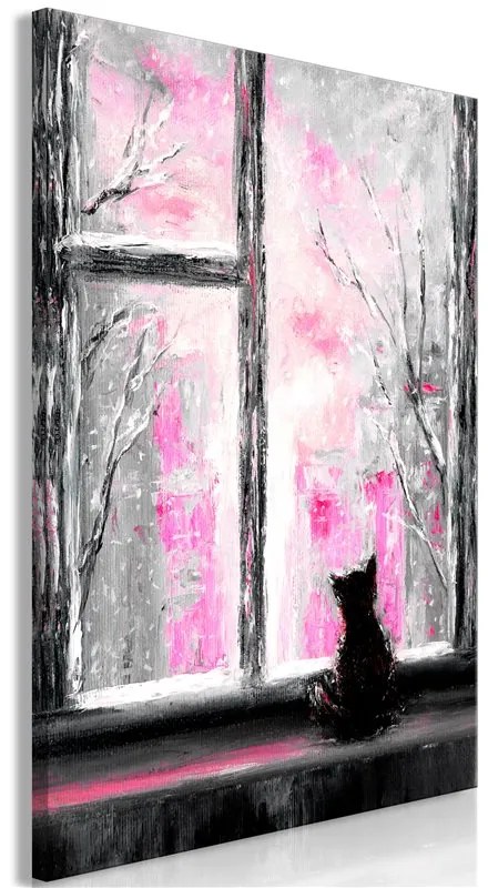 Quadro Longing Kitty (1 Part) Vertical Pink  Colore Rosa, Dimensioni e Misure 60x90