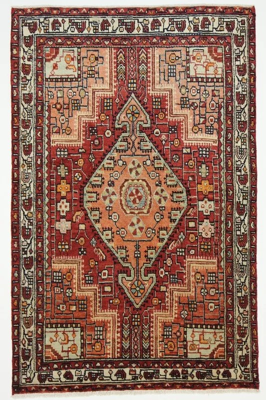 Tuyserkan Tappeto 130x210 Rosso (Iran) Annodato A Mano