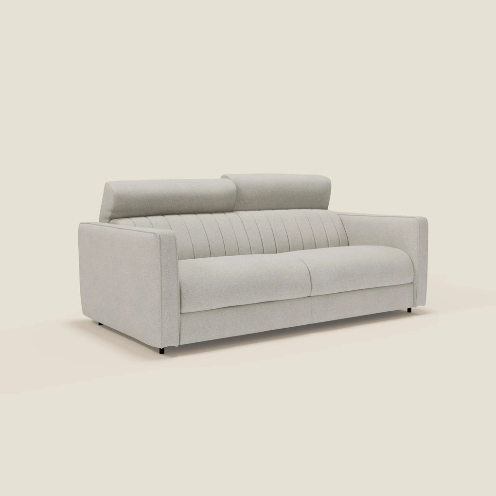 Nivon Divano letto moderno materasso H16 cm con poggiatesta in tessuto impermeabile T25 panna