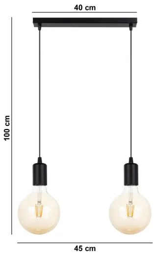 Lampadario a sospensione con filo MIROS 2xE27/60W/230V nero