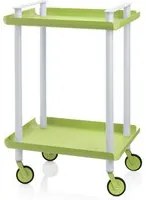 Carrello ausiliario LEKY, struttura grigia, 2 ripiani, colore verde