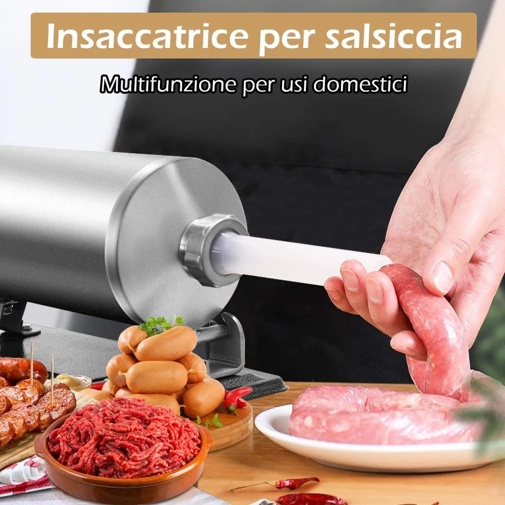 Costway 4kg Macchina insaccatrice per salsicce in acciaio inox con 4 tubi di riempimento
