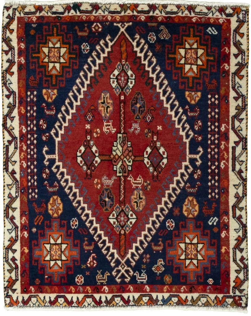 Shiraz Tappeto persiano 60x70 Rosso (Iran) Annodato A Mano