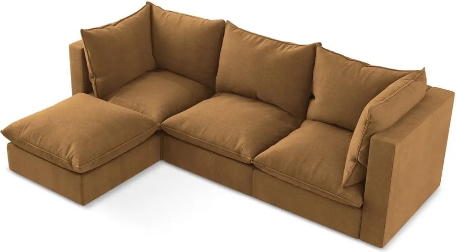 Divano angolare color terracotta (con penisola a sinistra/con chaise lounge) Manao – Makamii