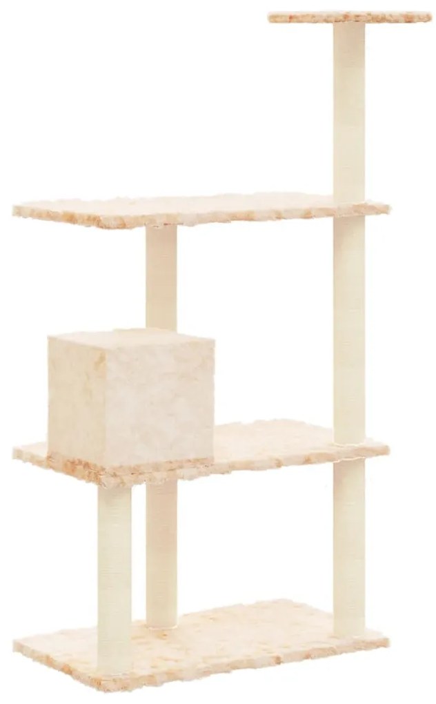 Albero per gatti con tiragraffi in sisal crema 119 cm