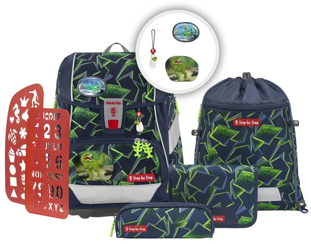 Zaino/cartella scuola 2IN1 PLUS – Set 6 pezzi, Step by Step Wild T-Rex Taro
