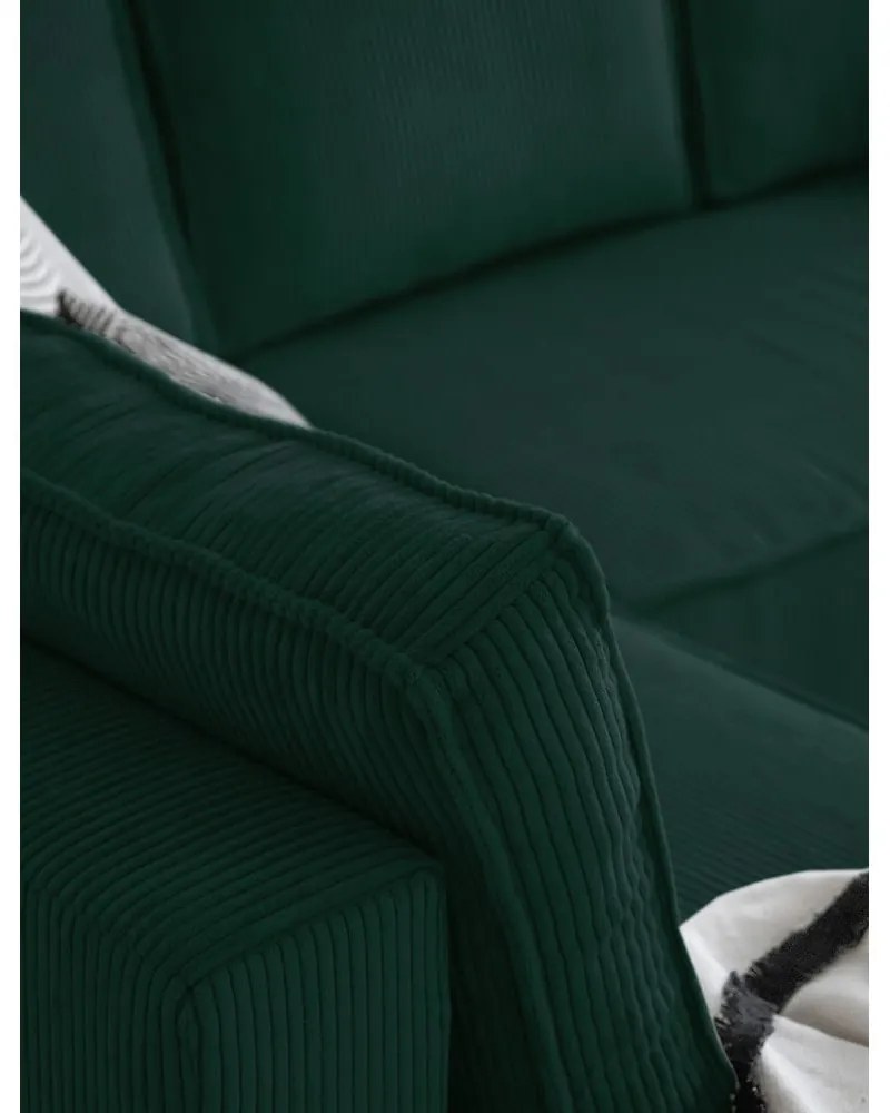 Divano letto angolare in velluto a coste verde scuro Brave Dave - Miuform