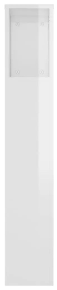 Testiera con scomparti bianco lucido 220x18,5x104,5 cm