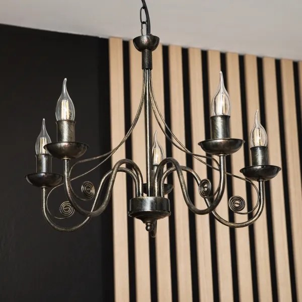 Lampadario a sospensione con catena DONATO 5xE14/40W/230V