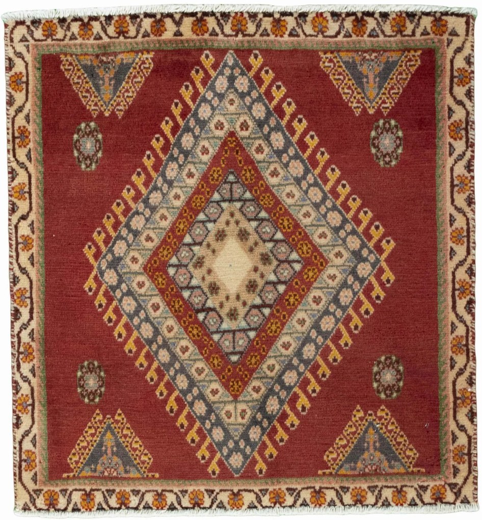 Shiraz Tappeto persiano 60 x 60 Rosso (Iran) Annodato A Mano
