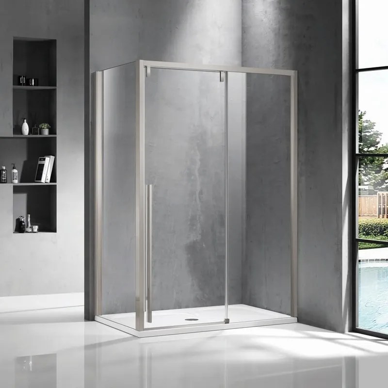 Cabina doccia 70x140 scorrevole con lato fisso 70 cm finitura acciaio spazzolato | KSA5000AS - KAMALU